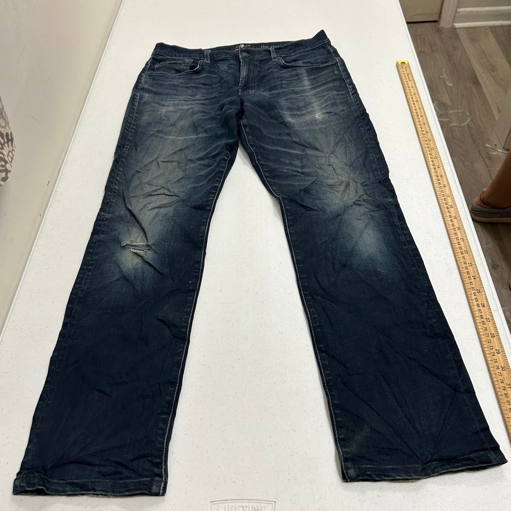 7 For All Mankind The Straight Luxe Performance Jeans Dark Wash Mens 32